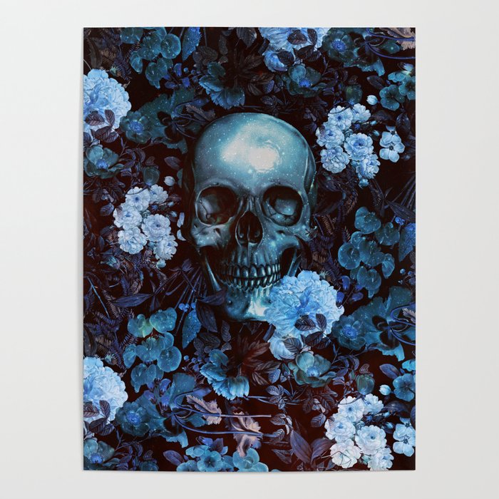 Skull and Flowers Poster