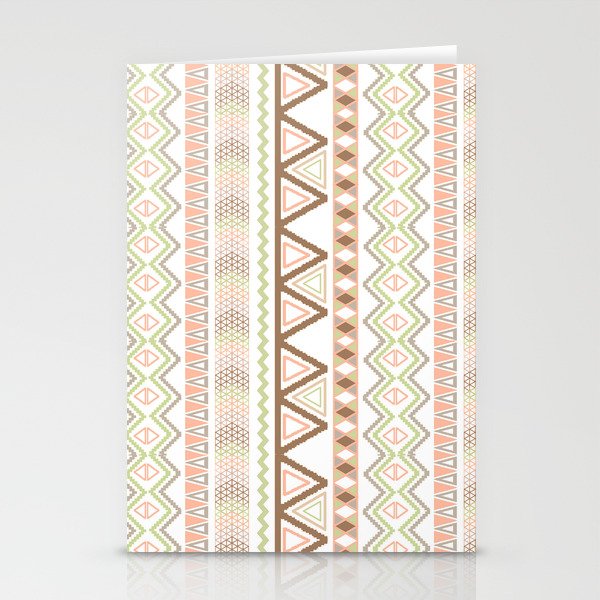 Aztec Andes Pattern Pink Brown Abstract Geometric Stationery Cards