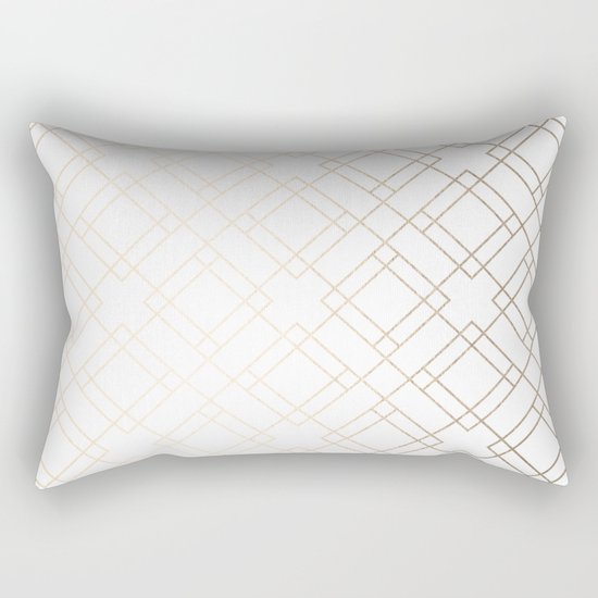 Simply Mod Diamond White Gold Sands on White Rectangular Pillow