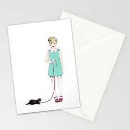 The girl with the ferret Stationery Cards