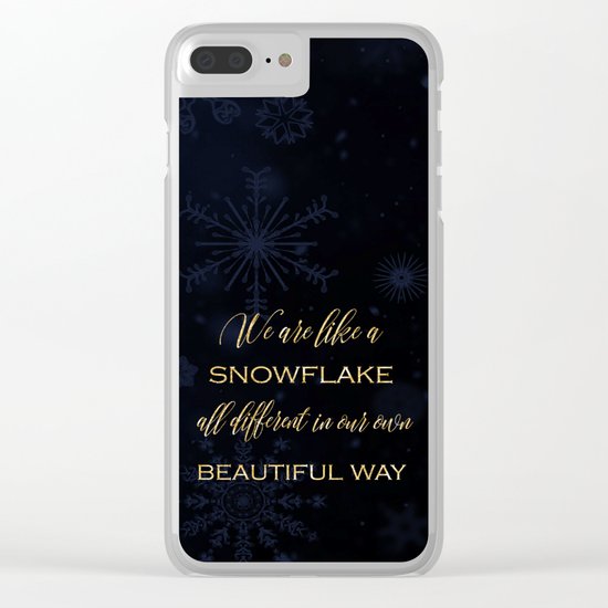 We are like a snowflake - gold glitter Typography on dark background Clear iPhone Case