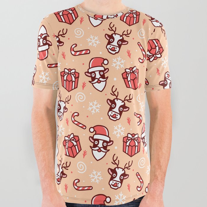 deer christmas pattern All Over Graphic Tee