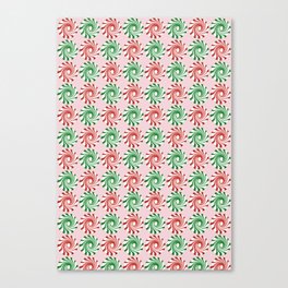 Holiday Peppermint swirl candies on bubblegum pink Canvas Print