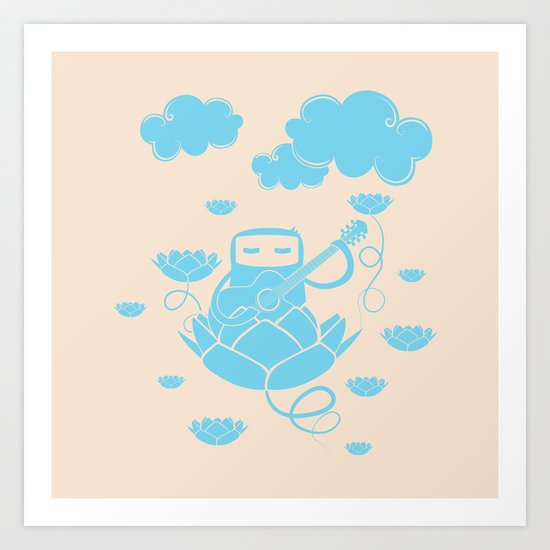 Lotus&Guitar Art Print