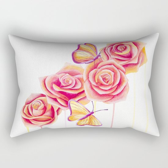 Butterflies and Roses Rectangular Pillow