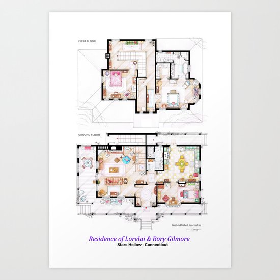 House of Lorelai & Rory Gilmore - Both Floorplans Art Print