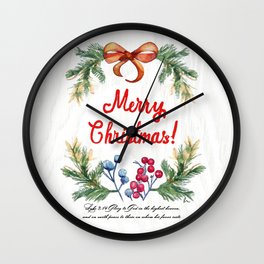 Vintage Merry Christmas Luke 2:14-Christmas Holiday Cards, Wall Art and Home Decor Wall Clock