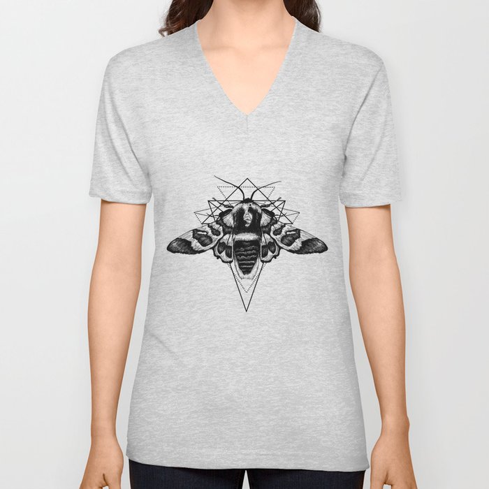 Geometric Moth V Neck T Shirt