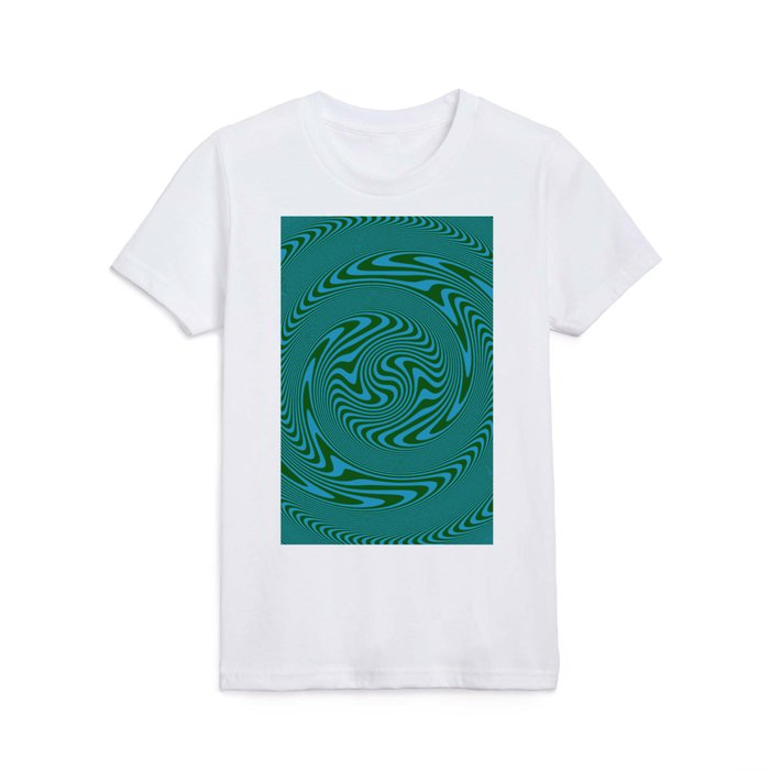 Retro Swirl (Green\Blue) Kids T Shirt