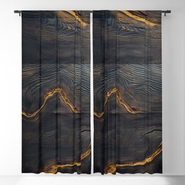Brown Gold Wood Look 5 Blackout Curtain