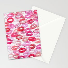Pink and Red Aesthetic Lipstick Kisses Stationery Card