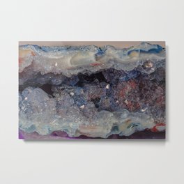 Small blue crystal Cave Geode Metal Print