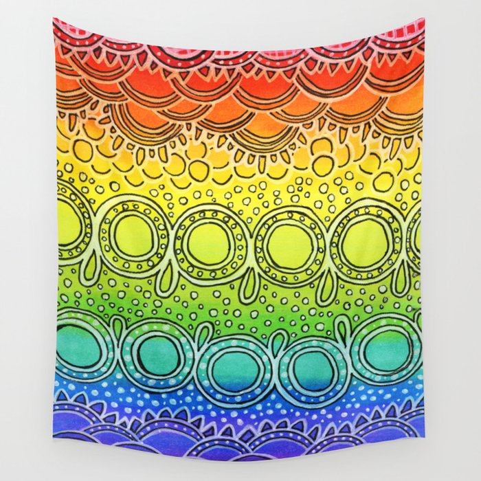 Rainbow Doodle Wall Tapestry