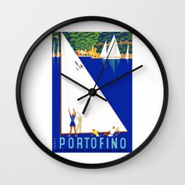 1941 PORTOFINO Italy Travel Poster Wall Clock | Italiantravel, Italytravelposter, Graphicdesign, Mediterranean, Italy, Travelposter, Vintagesailing, Enitposter, Genoa, 1940Sitaly 