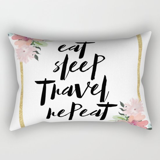 eat sleep travel repeat Rectangular Pillow
