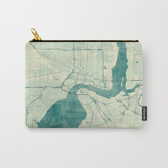 Jacksonville Map Blue Vintage Carry-All Pouch