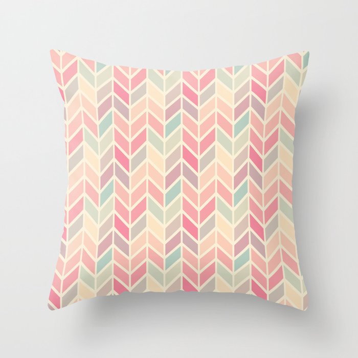 Pastel Colors Chevron Geometric Pattern Throw Pillow