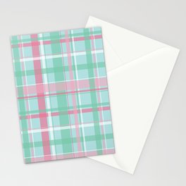 Pastel Holiday Plaid Stationery Cards