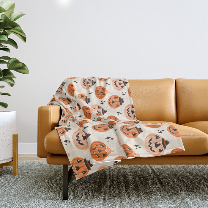 Vintage Halloween Blow Molds Throw Blanket by treen Society6