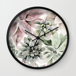 Circular Succulent Watercolor Wall Clock