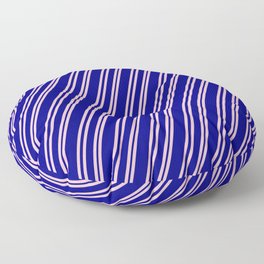 [ Thumbnail: Pink & Blue Colored Pattern of Stripes Floor Pillow ]
