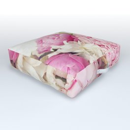 Peonies on white Outdoor Floor Cushion | Shabbychic, Stilllife, Peony, Pink, Flowers, Floral, White, Pastel, Nature, Peonies 
