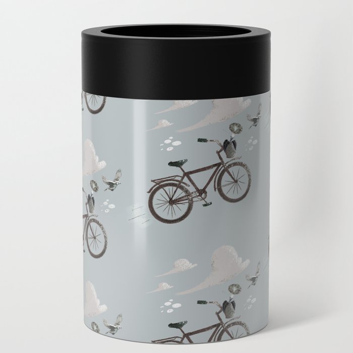 Spring Bike Cool Gray Can Cooler