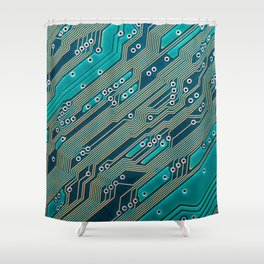 Electronic circuit board close up Shower Curtain