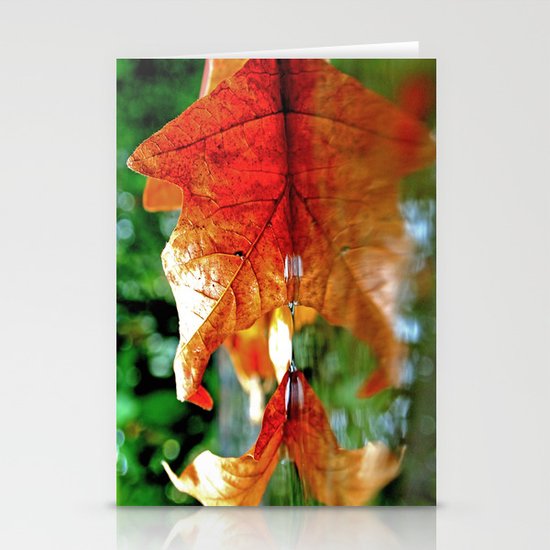 Autumn leaf reflected Stationery Cards