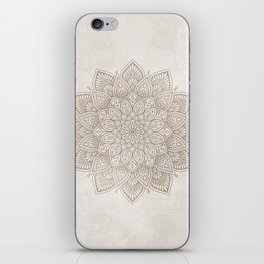 Beige Taupe Mandala, Floral Graphic Design iPhone Skin
