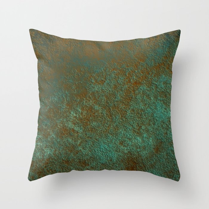 Green Patina Copper rustic decor Throw Pillow