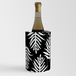 Modern Tropical Lau'ae -Monarch Fern Pattern on Black Wine Chiller