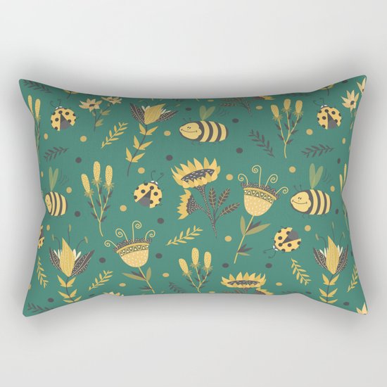 Bees and ladybugs Rectangular Pillow