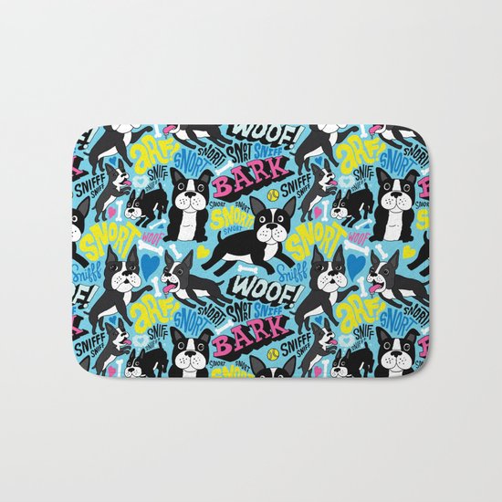 Boston Terrier Pattern Bath Mat