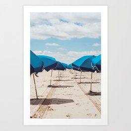 Blue Beach Umbrellas  Art Print