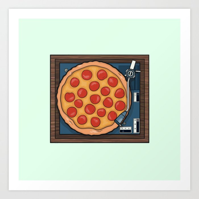 Pizza Record Player Art Print