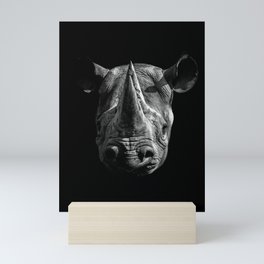 Black Rhino Head Mini Art Print