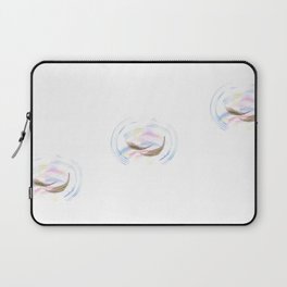Flying brown feathers in a light blue circle with sunny lines Laptop Sleeve