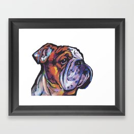 Fun English Bulldog Dog Portrait bright colorful Pop Art Painting by LEA Framed Art Print