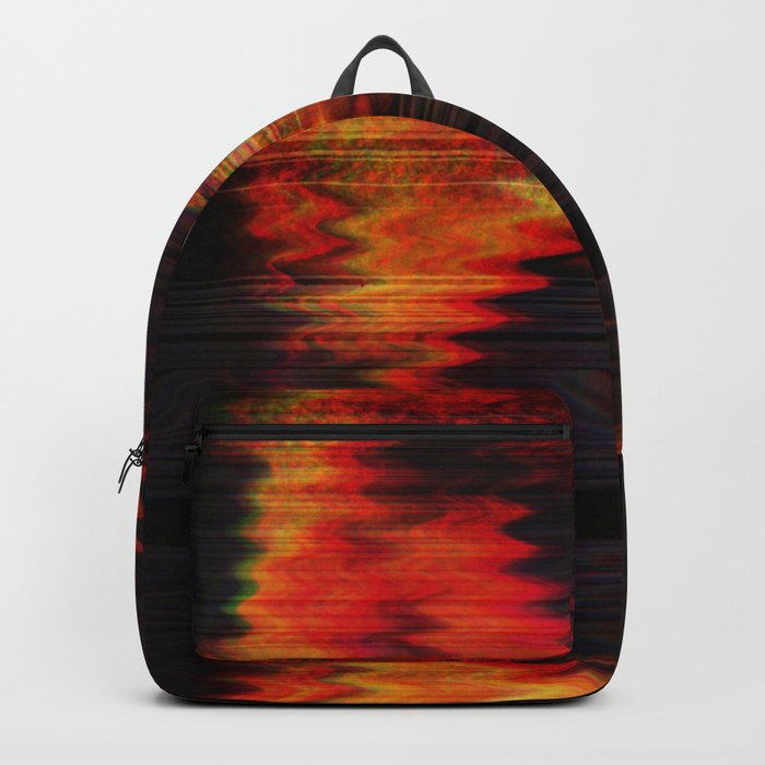 Digital fire red orange distortion effect Backpack
