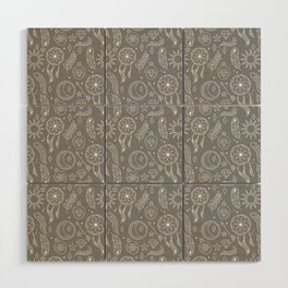 Grey And White Hand Drawn Boho Pattern Wood Wall Art