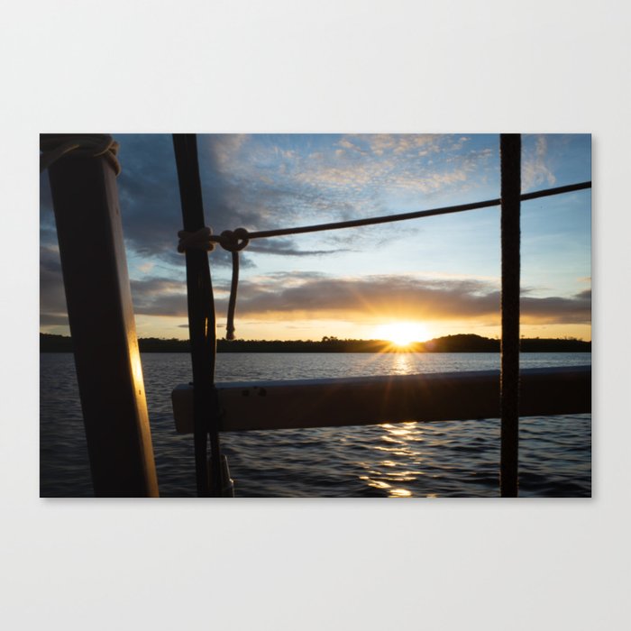Sunset above the sea onboard a sailboat Canvas Print