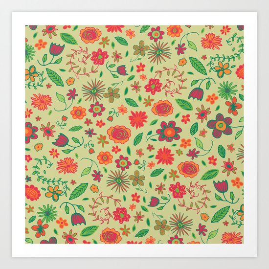 Spring Florals Yellow Art Print