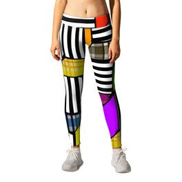 Plaid Steps Leggings | Cubes, Graphicdesign, Pop Art, Fun, Black And White, Colorful, Opart, Check, Square, Colourful 