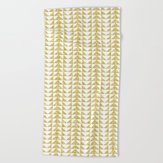 Gold geometric pattern Beach Towel