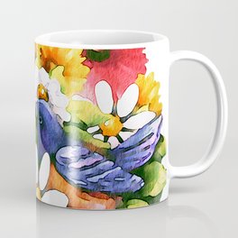 Flowers in Watering Can Watercolor Coffee Mug