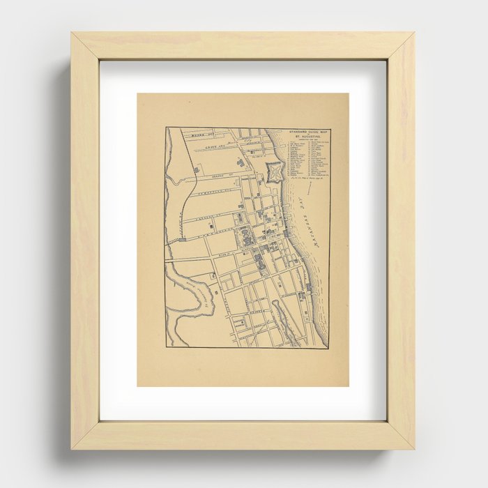 Vintage Map of St Augustine FL (1889) Recessed Framed Print