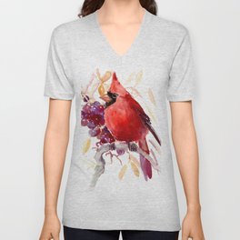 Red Cardinal Bird Unisex V-Neck