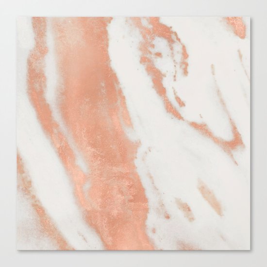 Marble Rose Gold Shimmer Light Canvas Print