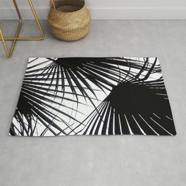 Black and White Tropical Leaves Area & Throw Rug